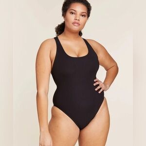 Andie The Tulum Scoop Neck Cross Back One Piece Swimsuit in Black Size XXL TALL
